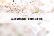 dnf装备装备辞典（dnf100装备词典）