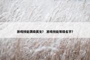游戏技能满级英文？ 游戏技能等级名字？
