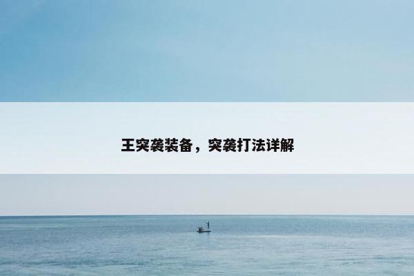 王突袭装备，突袭打法详解