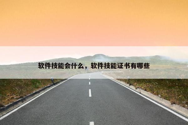 软件技能会什么，软件技能证书有哪些