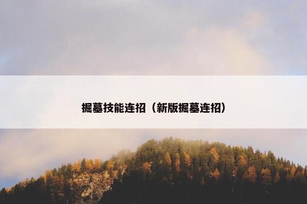 掘墓技能连招（新版掘墓连招）