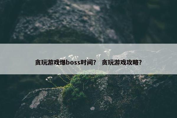 贪玩游戏爆boss时间？ 贪玩游戏攻略？