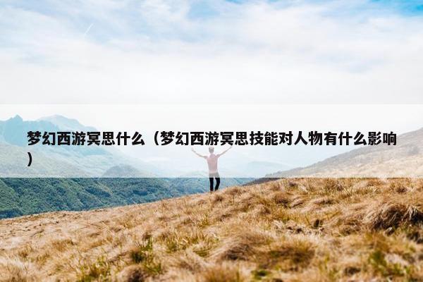 梦幻西游冥思什么（梦幻西游冥思技能对人物有什么影响）