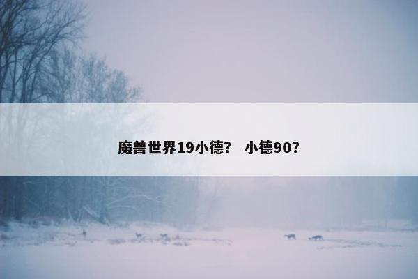 魔兽世界19小德？ 小德90？