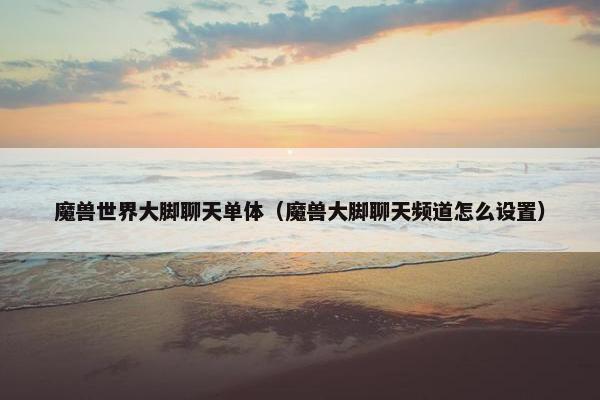 魔兽世界大脚聊天单体（魔兽大脚聊天频道怎么设置）