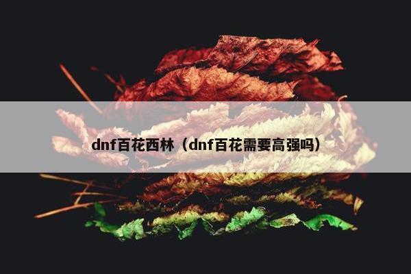 dnf百花西林(dnf百花需要高强吗) dnf百花西林(dnf百花需要高强吗)