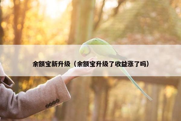 余额宝新升级（余额宝升级了收益涨了吗）