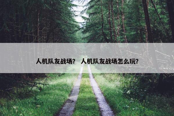 人机队友战场？ 人机队友战场怎么玩？