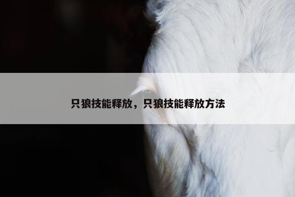 只狼技能释放，只狼技能释放方法