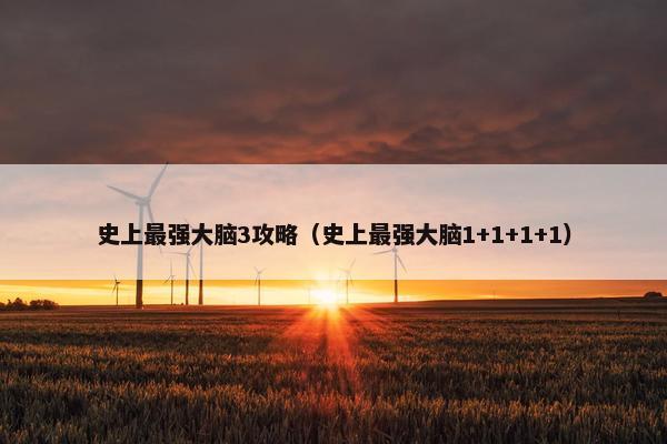 史上最强大脑3攻略（史上最强大脑1+1+1+1）