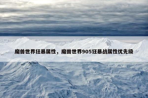 魔兽世界狂暴属性，魔兽世界905狂暴战属性优先级