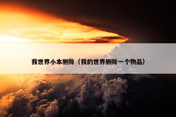 我世界小本删除（我的世界删除一个物品）