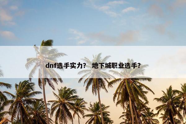 dnf选手实力？ 地下城职业选手？