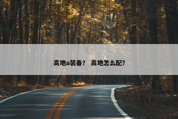 高地a装备？ 高地怎么配？