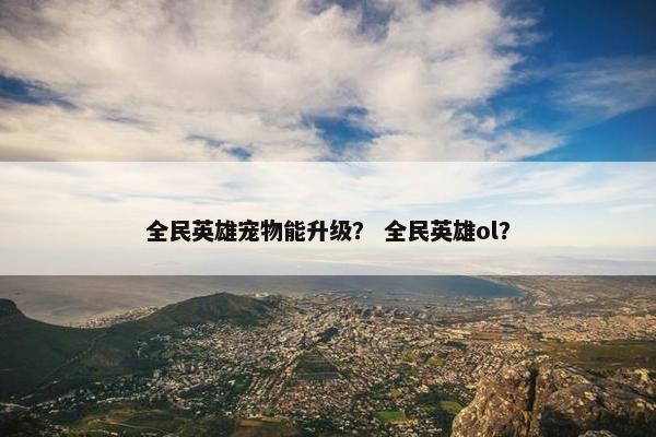 全民英雄宠物能升级？ 全民英雄ol？