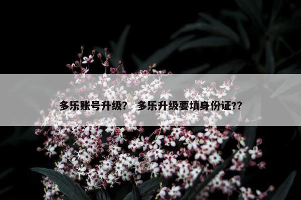 多乐账号升级？ 多乐升级要填身份证?？