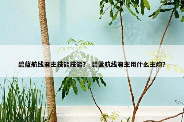 碧蓝航线君主技能技能？ 碧蓝航线君主用什么主炮？