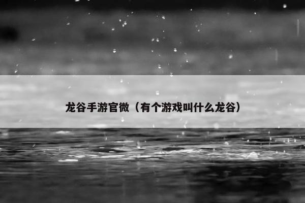 龙谷手游官微（有个游戏叫什么龙谷）