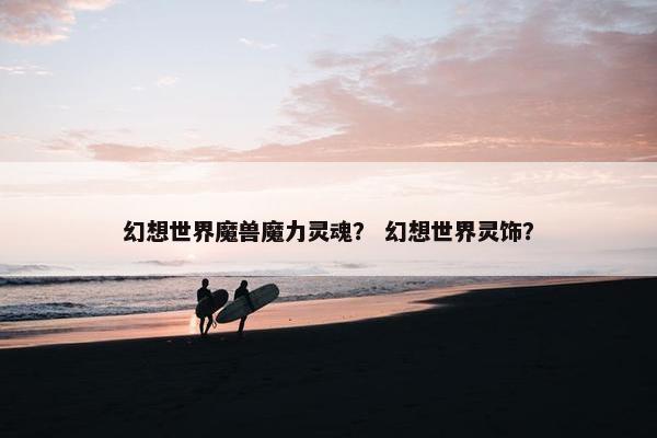 幻想世界魔兽魔力灵魂？ 幻想世界灵饰？