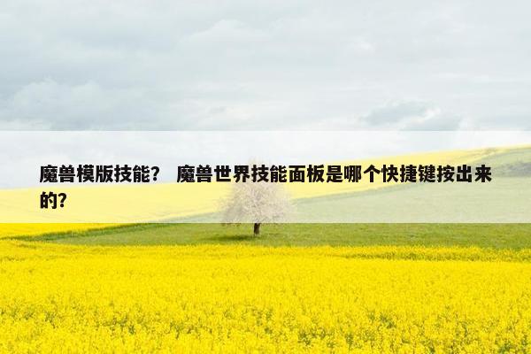 魔兽模版技能？ 魔兽世界技能面板是哪个快捷键按出来的？