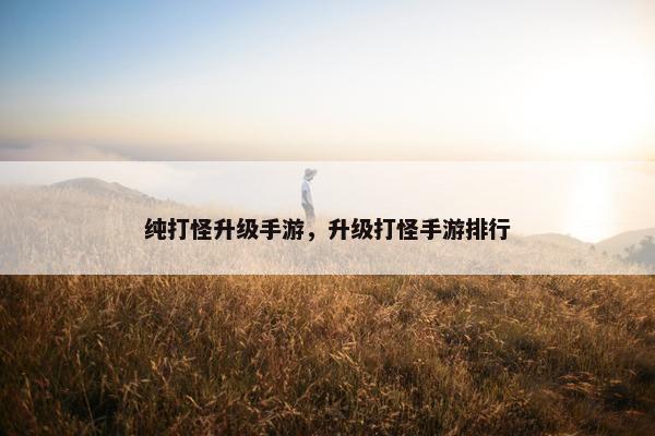 纯打怪升级手游，升级打怪手游排行
