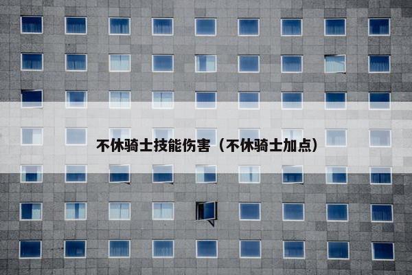 不休骑士技能伤害（不休骑士加点）