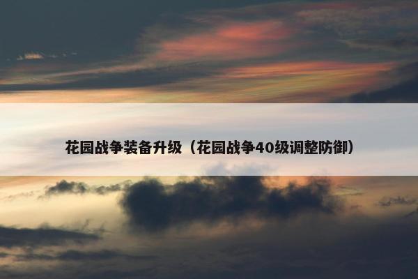 花园战争装备升级（花园战争40级调整防御）