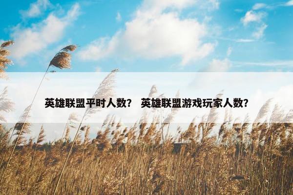 英雄联盟平时人数？ 英雄联盟游戏玩家人数？
