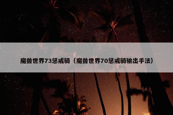 魔兽世界73惩戒骑（魔兽世界70惩戒骑输出手法）