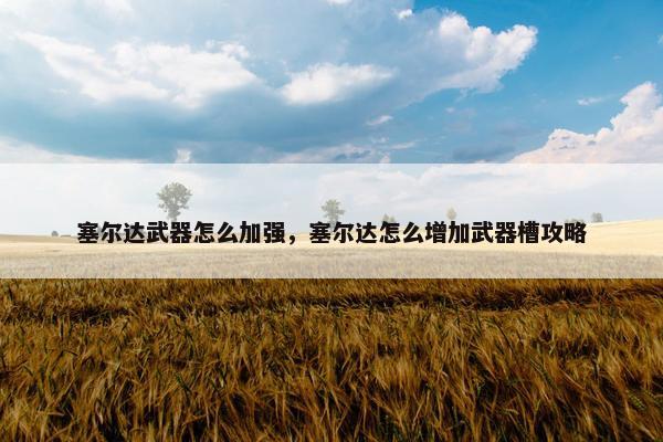 塞尔达武器怎么加强，塞尔达怎么增加武器槽攻略