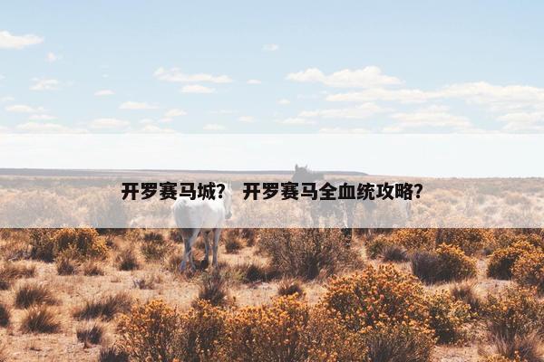 开罗赛马城？ 开罗赛马全血统攻略？