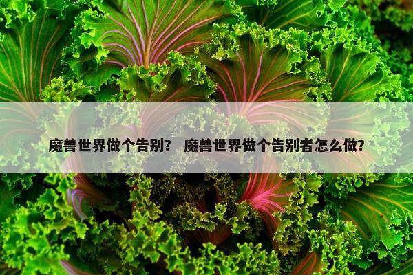 魔兽世界做个告别？ 魔兽世界做个告别者怎么做？