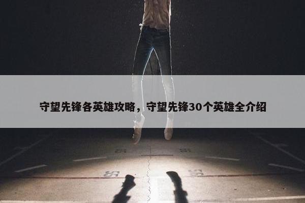 守望先锋各英雄攻略，守望先锋30个英雄全介绍