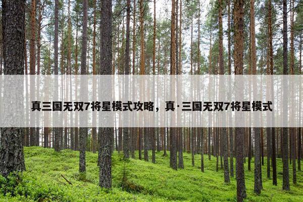 真三国无双7将星模式攻略，真·三国无双7将星模式