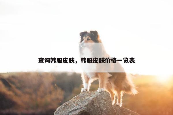 查询韩服皮肤，韩服皮肤价格一览表