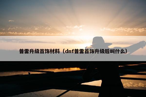 普雷升级首饰材料（dnf普雷首饰升级后叫什么）