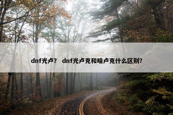 dnf光卢？ dnf光卢克和暗卢克什么区别？