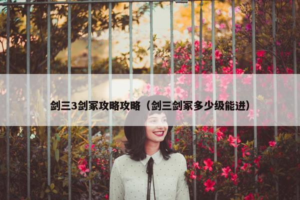 剑三3剑冢攻略攻略（剑三剑冢多少级能进）