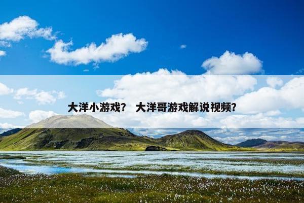 大洋小游戏？ 大洋哥游戏解说视频？