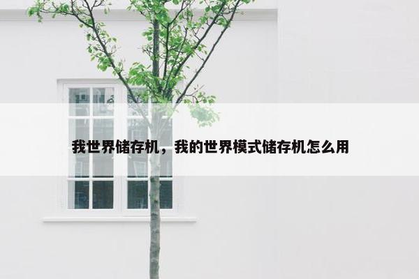 我世界储存机，我的世界模式储存机怎么用