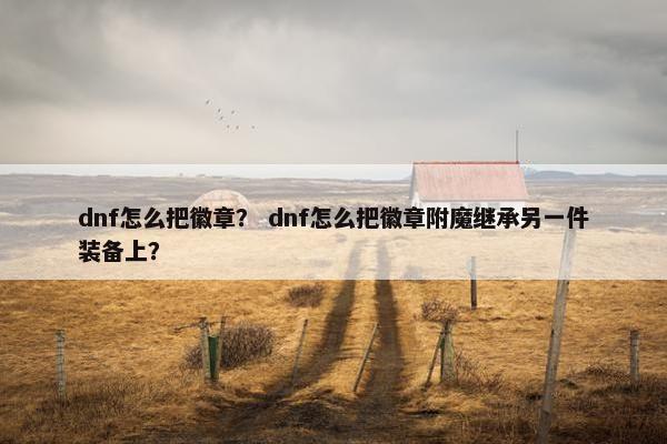 dnf怎么把徽章？ dnf怎么把徽章附魔继承另一件装备上？