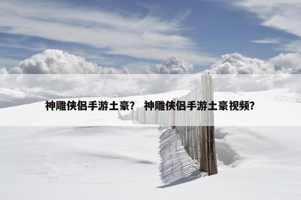 神雕侠侣手游土豪？ 神雕侠侣手游土豪视频？