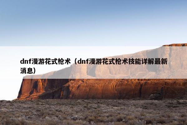 dnf漫游花式枪术（dnf漫游花式枪术技能详解最新消息）