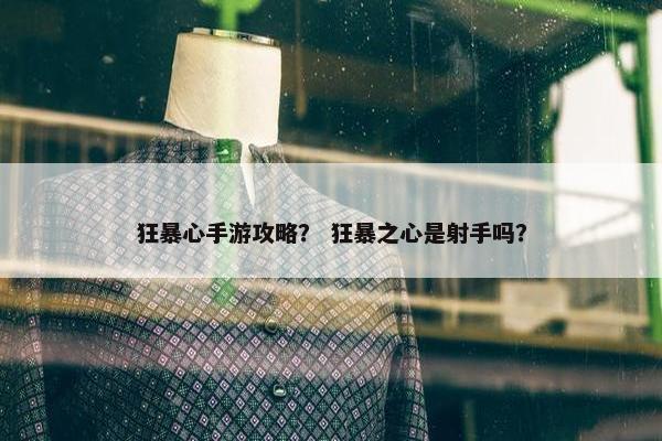 狂暴心手游攻略？ 狂暴之心是射手吗？