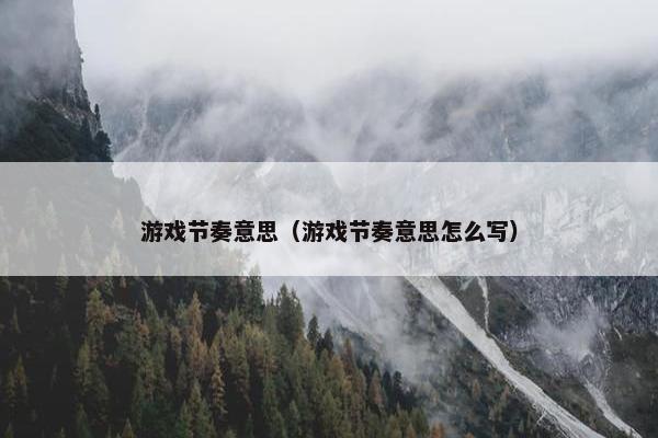 游戏节奏意思（游戏节奏意思怎么写）