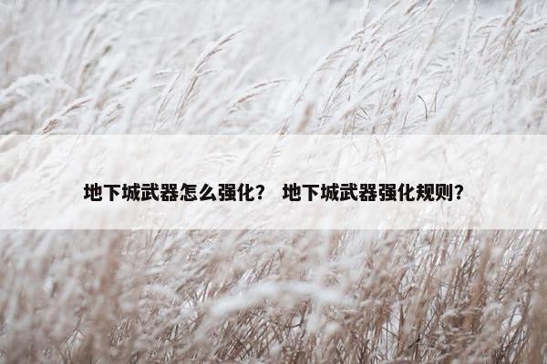 地下城武器怎么强化？ 地下城武器强化规则？