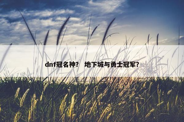 dnf冠名神？ 地下城与勇士冠军？