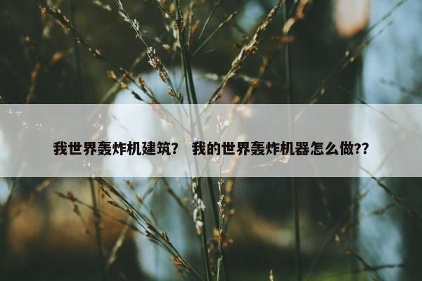 我世界轰炸机建筑？ 我的世界轰炸机器怎么做?？