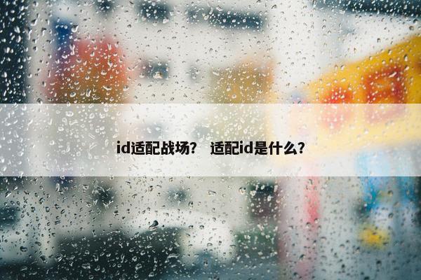 id适配战场？ 适配id是什么？