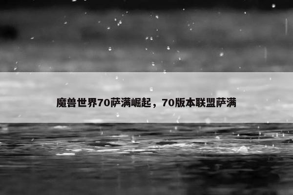 魔兽世界70萨满崛起，70版本联盟萨满